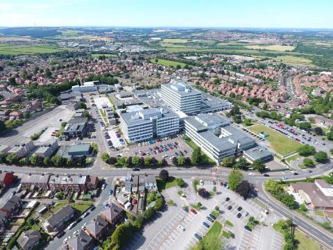 Aerial view of the Barnsley Hospital site