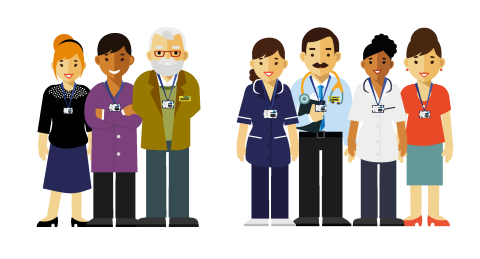 Illustration of hospital staff