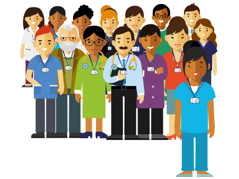 An illustration of a group of healthcare professionals