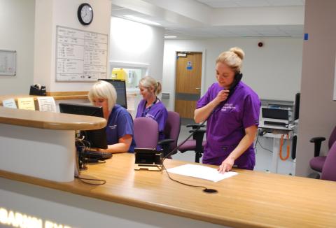 Maternity staff on the phone