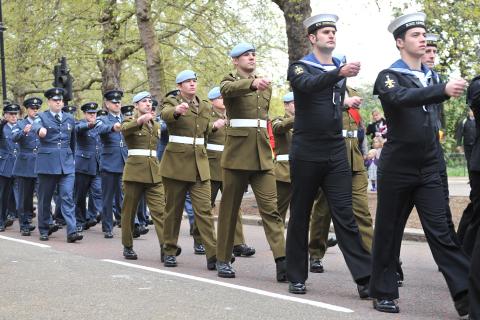 Members of the Armed Forces marching